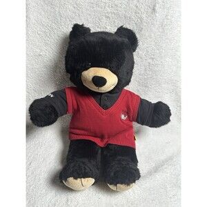Build-A-Bear Black Teddy Bear in Red golf sweater